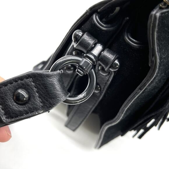 La Diva Crossbody Bag Purse Suede Leather Tasseled Boho Minimalist Grunge Gothic - Picture 5 of 16